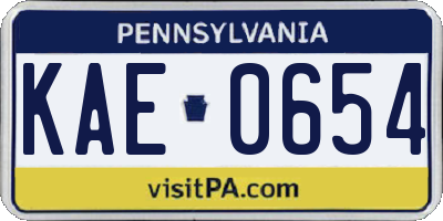 PA license plate KAE0654
