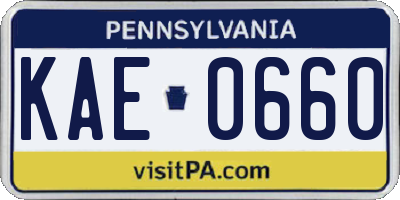 PA license plate KAE0660