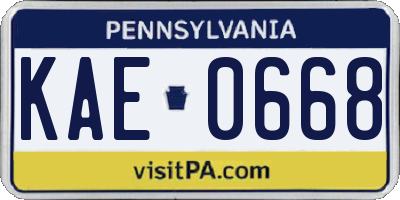 PA license plate KAE0668
