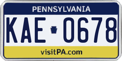 PA license plate KAE0678