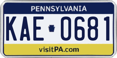 PA license plate KAE0681