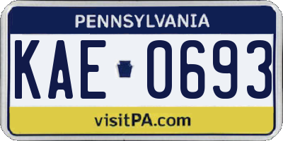 PA license plate KAE0693