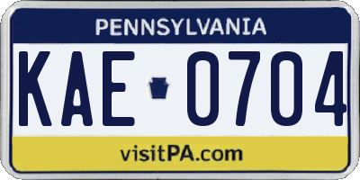 PA license plate KAE0704