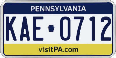 PA license plate KAE0712