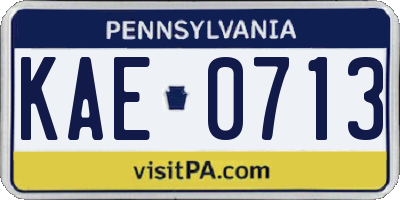 PA license plate KAE0713
