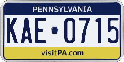PA license plate KAE0715