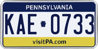 PA license plate KAE0733