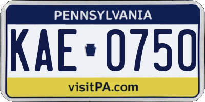 PA license plate KAE0750