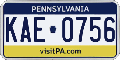 PA license plate KAE0756