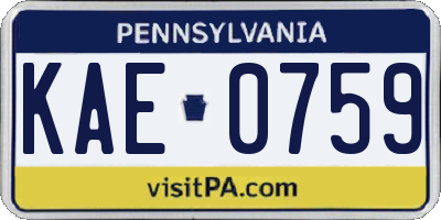 PA license plate KAE0759