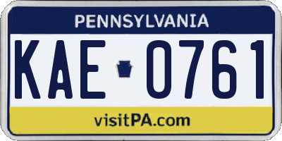 PA license plate KAE0761