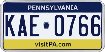 PA license plate KAE0766
