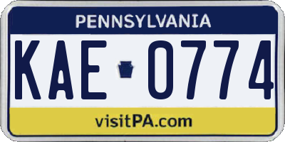 PA license plate KAE0774