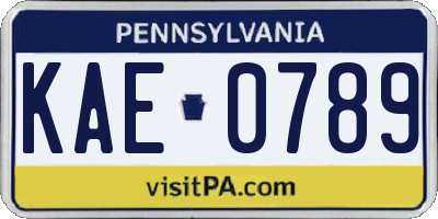 PA license plate KAE0789