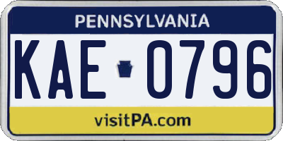 PA license plate KAE0796