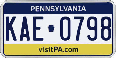 PA license plate KAE0798