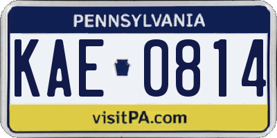PA license plate KAE0814