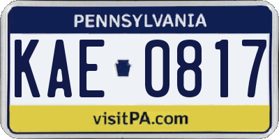 PA license plate KAE0817