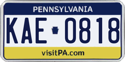 PA license plate KAE0818