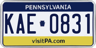 PA license plate KAE0831