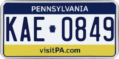 PA license plate KAE0849