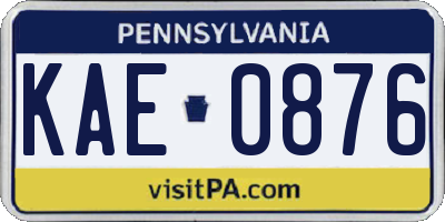 PA license plate KAE0876