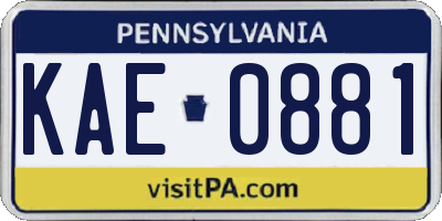 PA license plate KAE0881