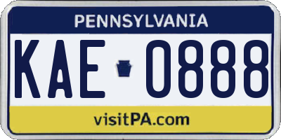 PA license plate KAE0888