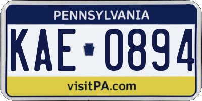 PA license plate KAE0894