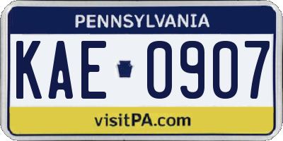 PA license plate KAE0907