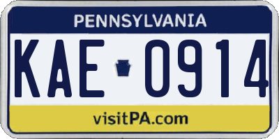 PA license plate KAE0914
