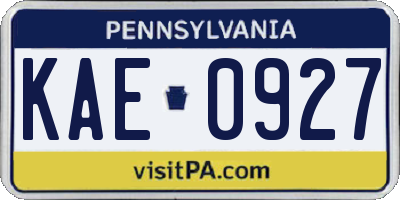 PA license plate KAE0927