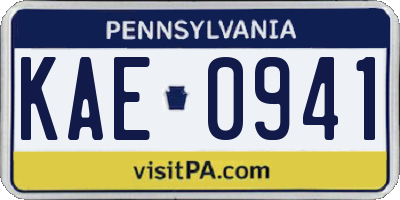 PA license plate KAE0941