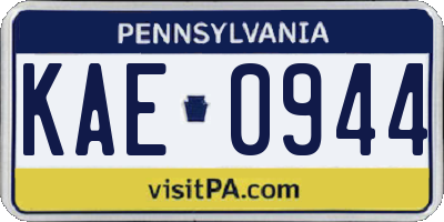 PA license plate KAE0944