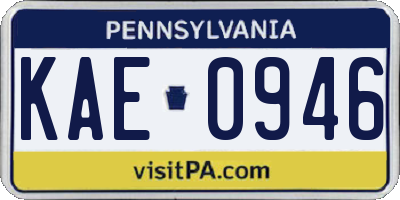 PA license plate KAE0946