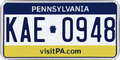 PA license plate KAE0948