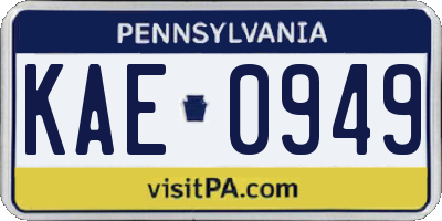 PA license plate KAE0949