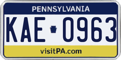 PA license plate KAE0963