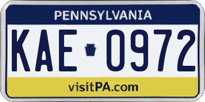 PA license plate KAE0972