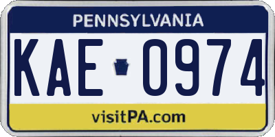PA license plate KAE0974