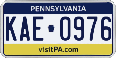 PA license plate KAE0976