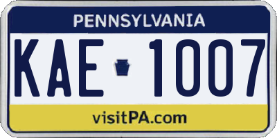PA license plate KAE1007