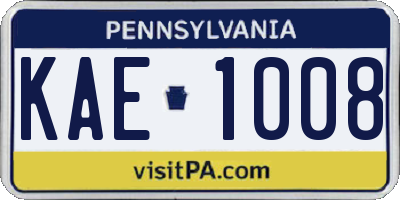 PA license plate KAE1008