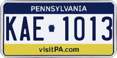PA license plate KAE1013