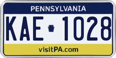 PA license plate KAE1028