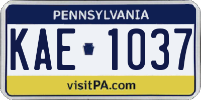 PA license plate KAE1037