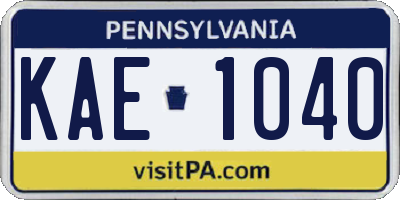 PA license plate KAE1040