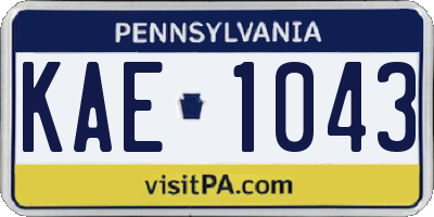PA license plate KAE1043