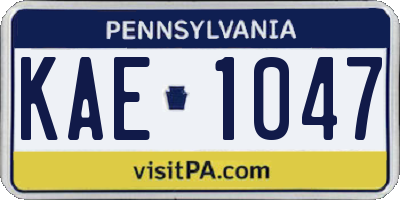 PA license plate KAE1047