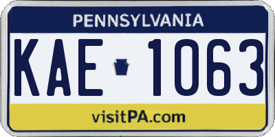 PA license plate KAE1063